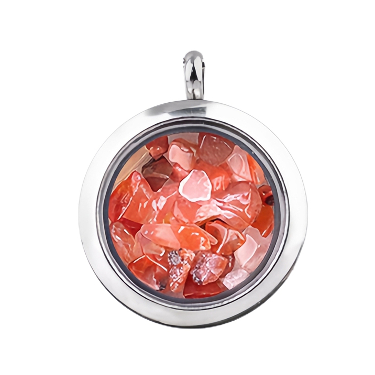 Raw Clear Crystal Stainless Steel Living Memory Floating Locket Chamrs Gemstone Pendant Necklace