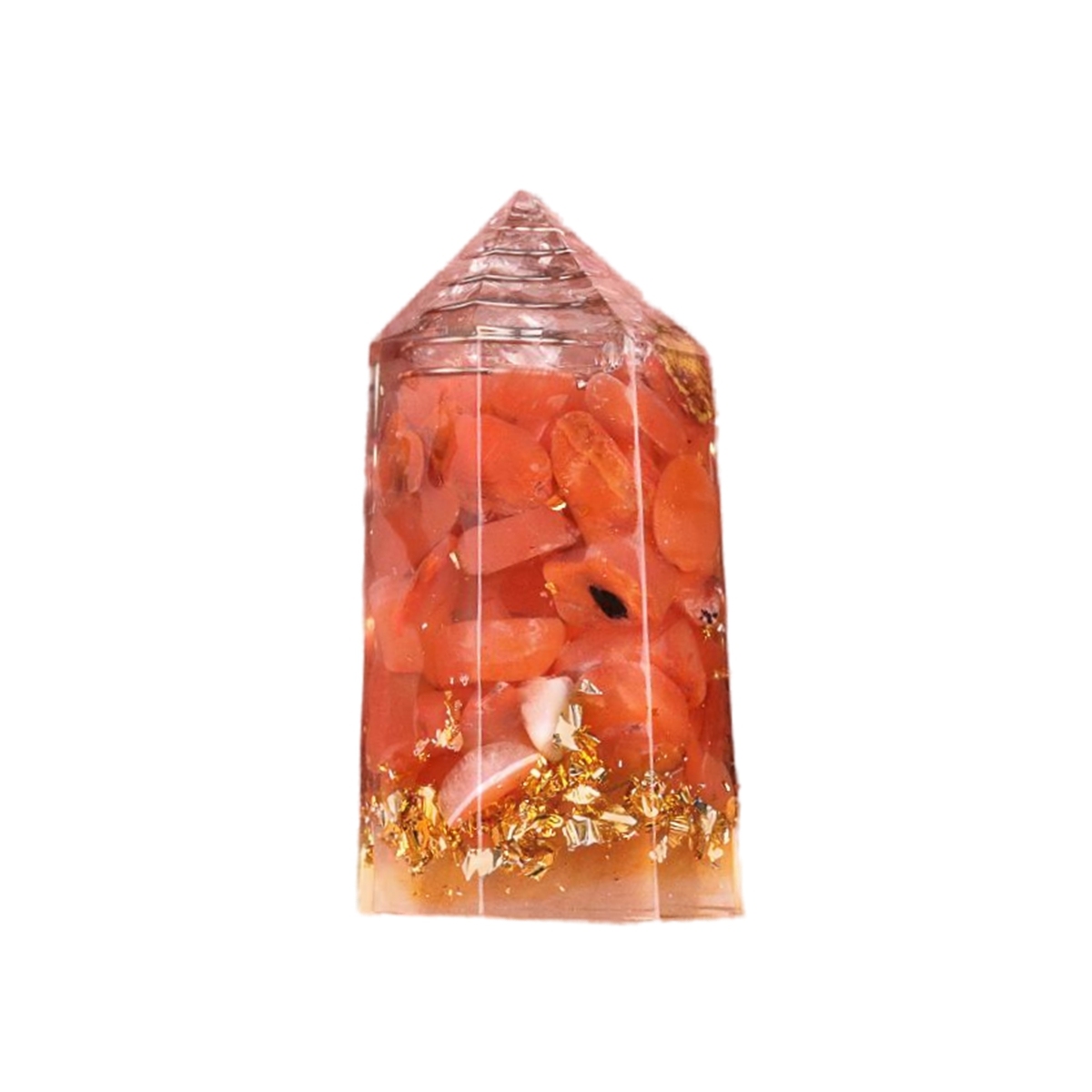 Gemstone Chip Stone  Resin Hexagonal Prism Ornament for Home Decor