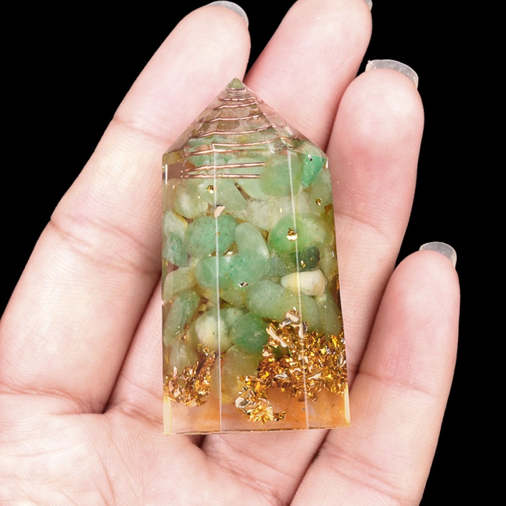 Gemstone Chip Stone  Resin Hexagonal Prism Ornament for Home Decor