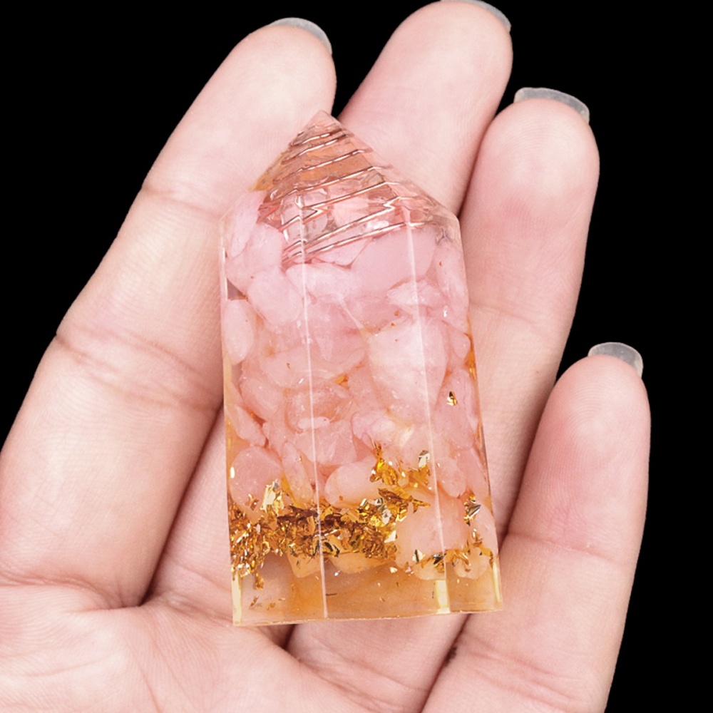 Gemstone Chip Stone  Resin Hexagonal Prism Ornament for Home Decor