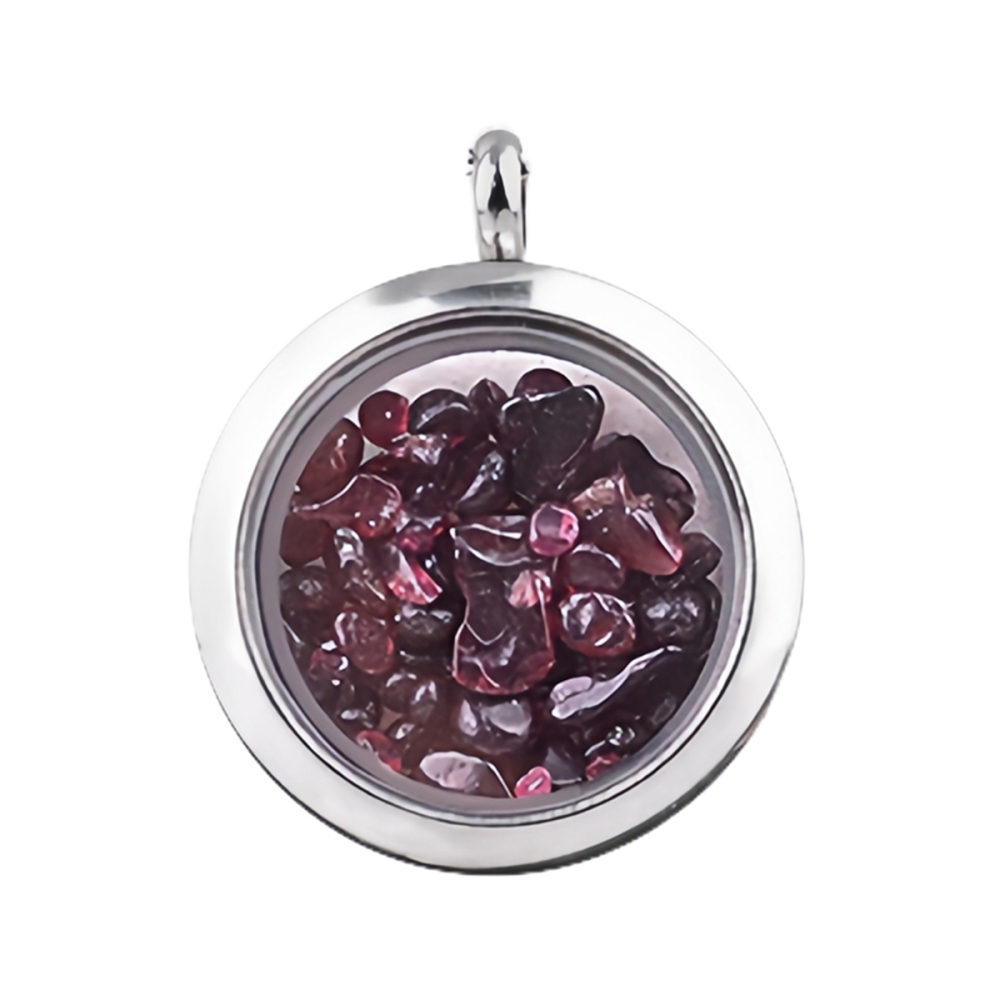 Raw Clear Crystal Stainless Steel Living Memory Floating Locket Chamrs Gemstone Pendant Necklace