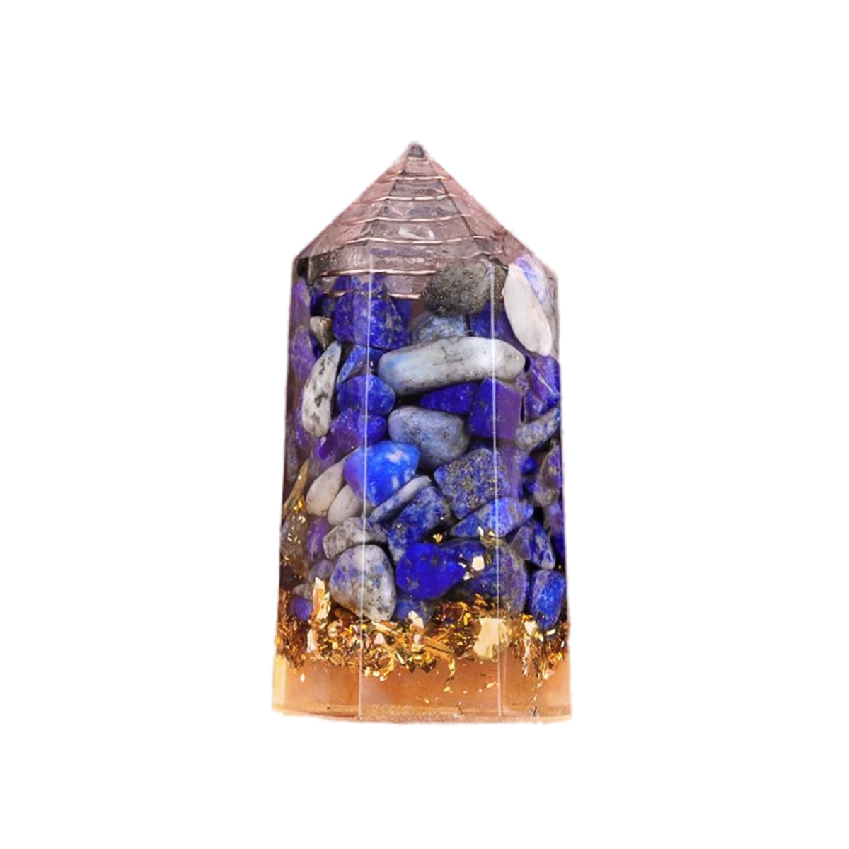 7 Chakra Chip Stone Resin Hexagonal Prism Ornament for Home Decor Approx 25X50MM