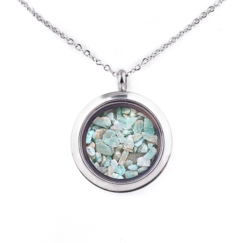 Stainless Steel Living Memory Floating Locket Chamrs Gemstone Pendant for Making Jewelry