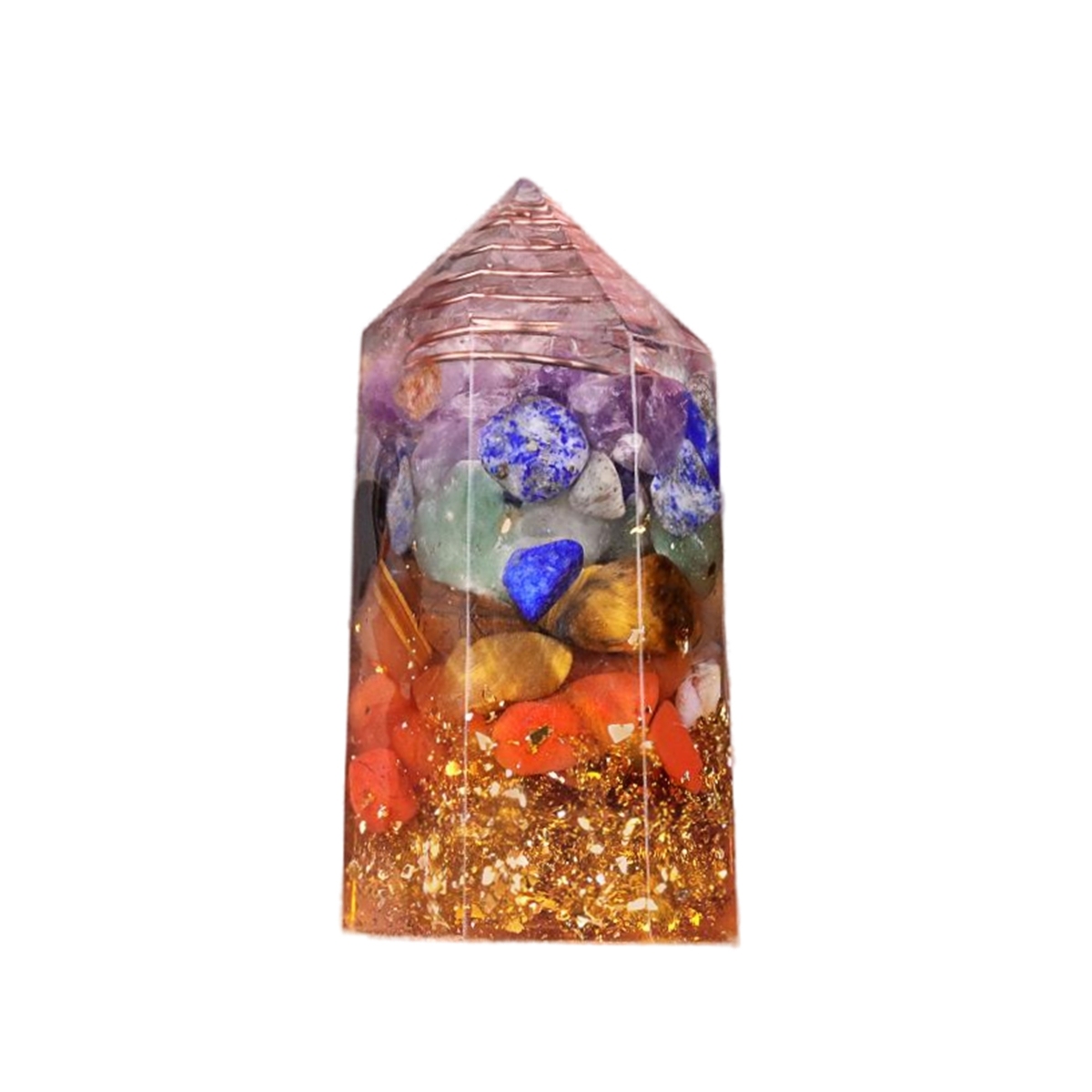 Gemstone Chip Stone  Resin Hexagonal Prism Ornament for Home Decor