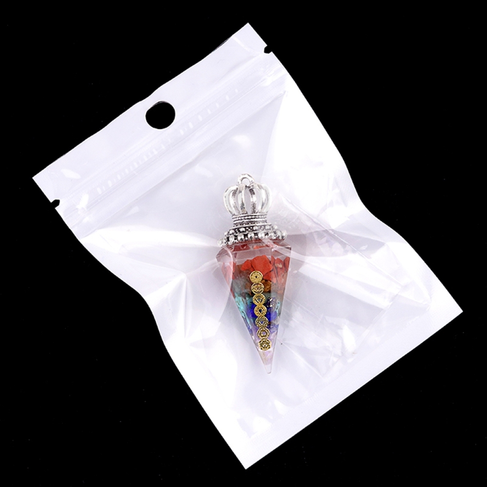 7 Chakra Chip Stone Resin Hexagonal Cone Pendulum Pendant For Making Jewelry