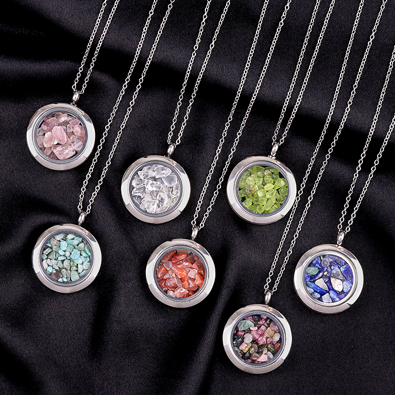 Stainless Steel Living Memory Floating Locket Chamrs Gemstone Pendant for Making Jewelry