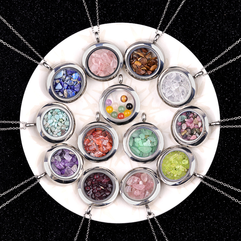 Stainless Steel Living Memory Floating Locket Chamrs Gemstone Pendant for Making Jewelry