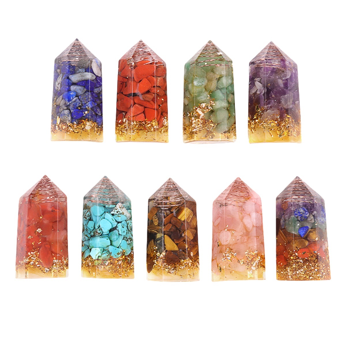 Gemstone Chip Stone  Resin Hexagonal Prism Ornament for Home Decor