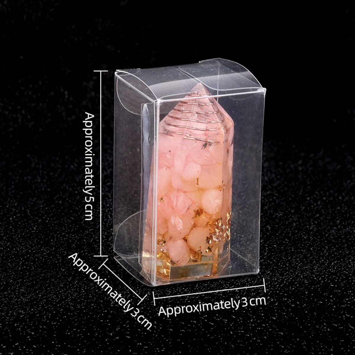 Gemstone Chip Stone  Resin Hexagonal Prism Ornament for Home Decor