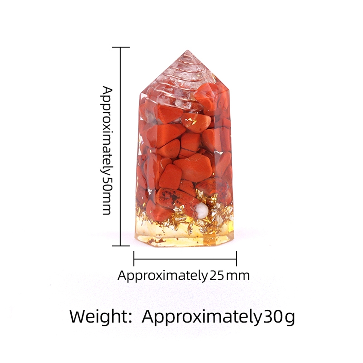 Gemstone Chip Stone  Resin Hexagonal Prism Ornament for Home Decor