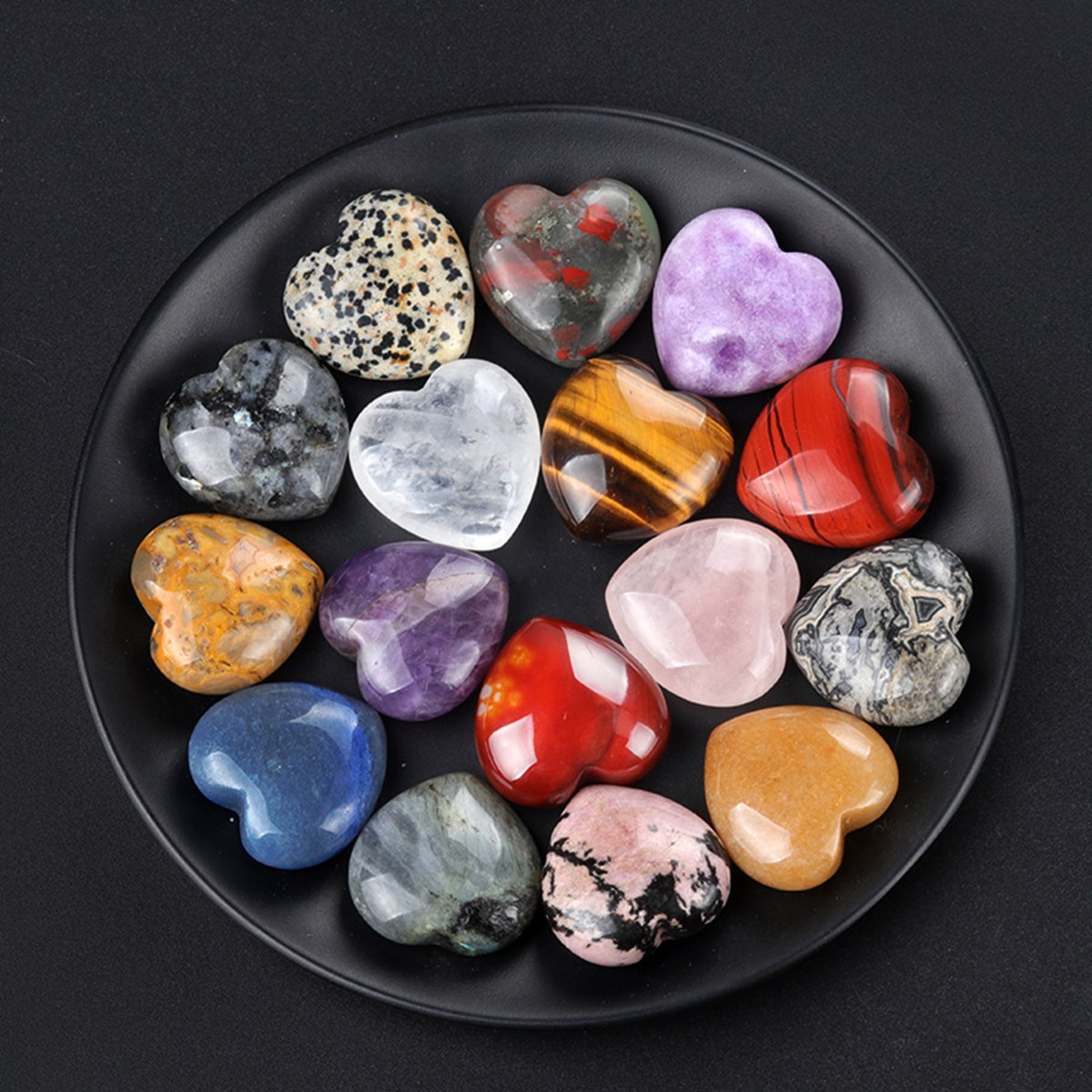 30mm Love Heart Gemstone for Home Decor  Handmade Craved Healing Chakra Crystal Pendant NO Hole