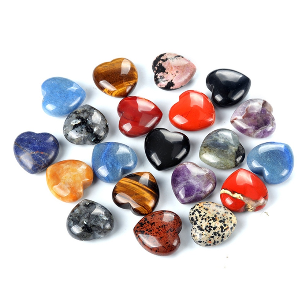 30mm Love Heart Gemstone for Home Decor  Handmade Craved Healing Chakra Crystal Pendant NO Hole