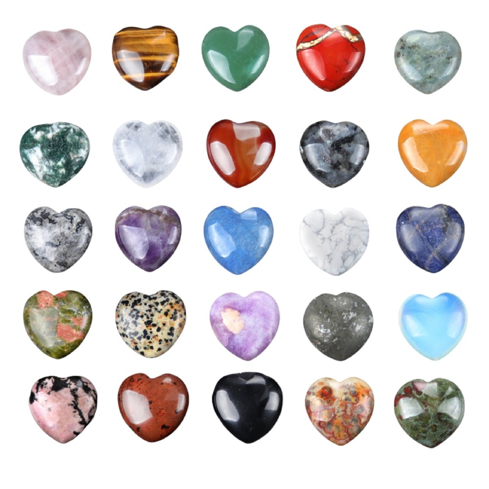 Amethyst 30mm Love Heart Gemstone for Home Decor  Handmade Craved Healing Chakra Crystal Pendant NO Hole