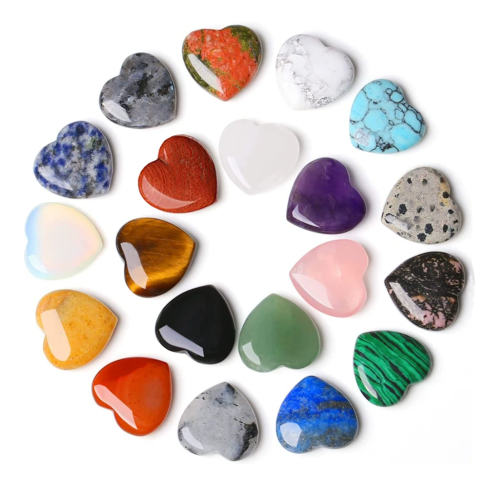 30mm Love Heart Gemstone for Home Decor  Handmade Craved Healing Chakra Crystal Pendant NO Hole