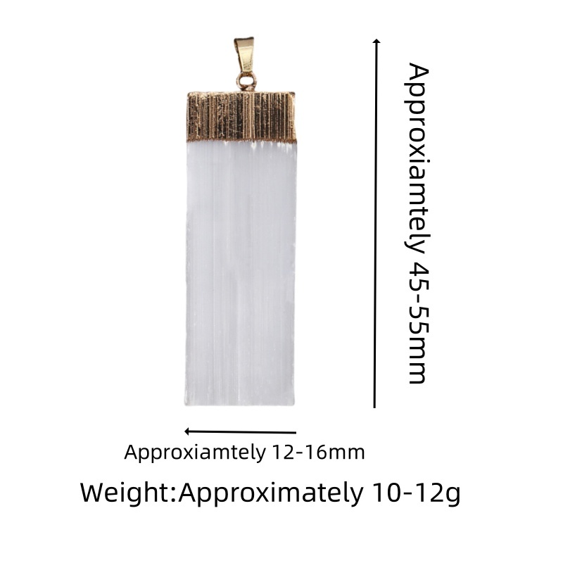 Natural Selenite Crystal Gypsum Strip Pendant Necklace with 45cm Chain