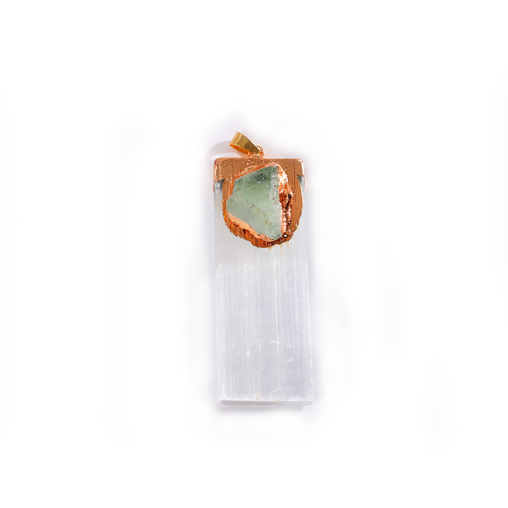Raw Crystal Natural Selenite Crystal Gypsum Strip Pendant Necklace