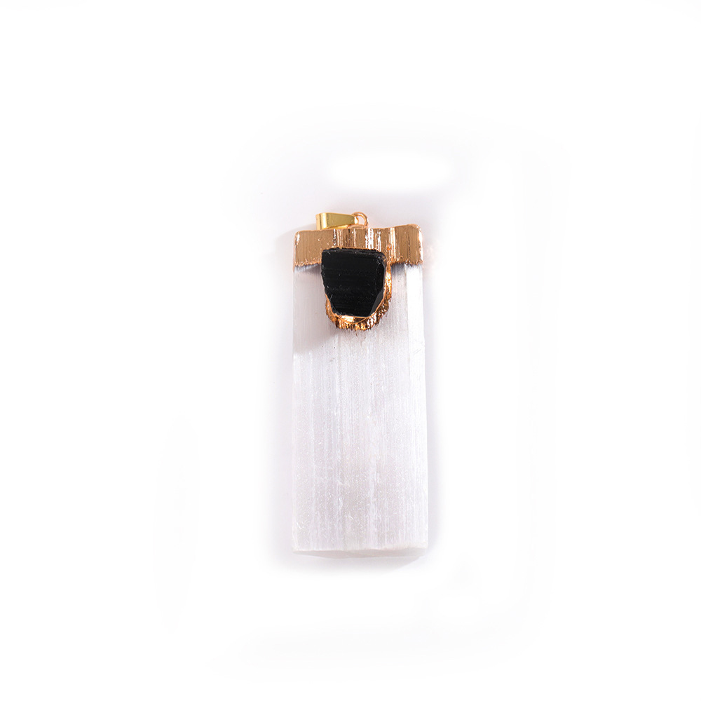 Raw Crystal Natural Selenite Crystal Gypsum Strip Pendant Necklace