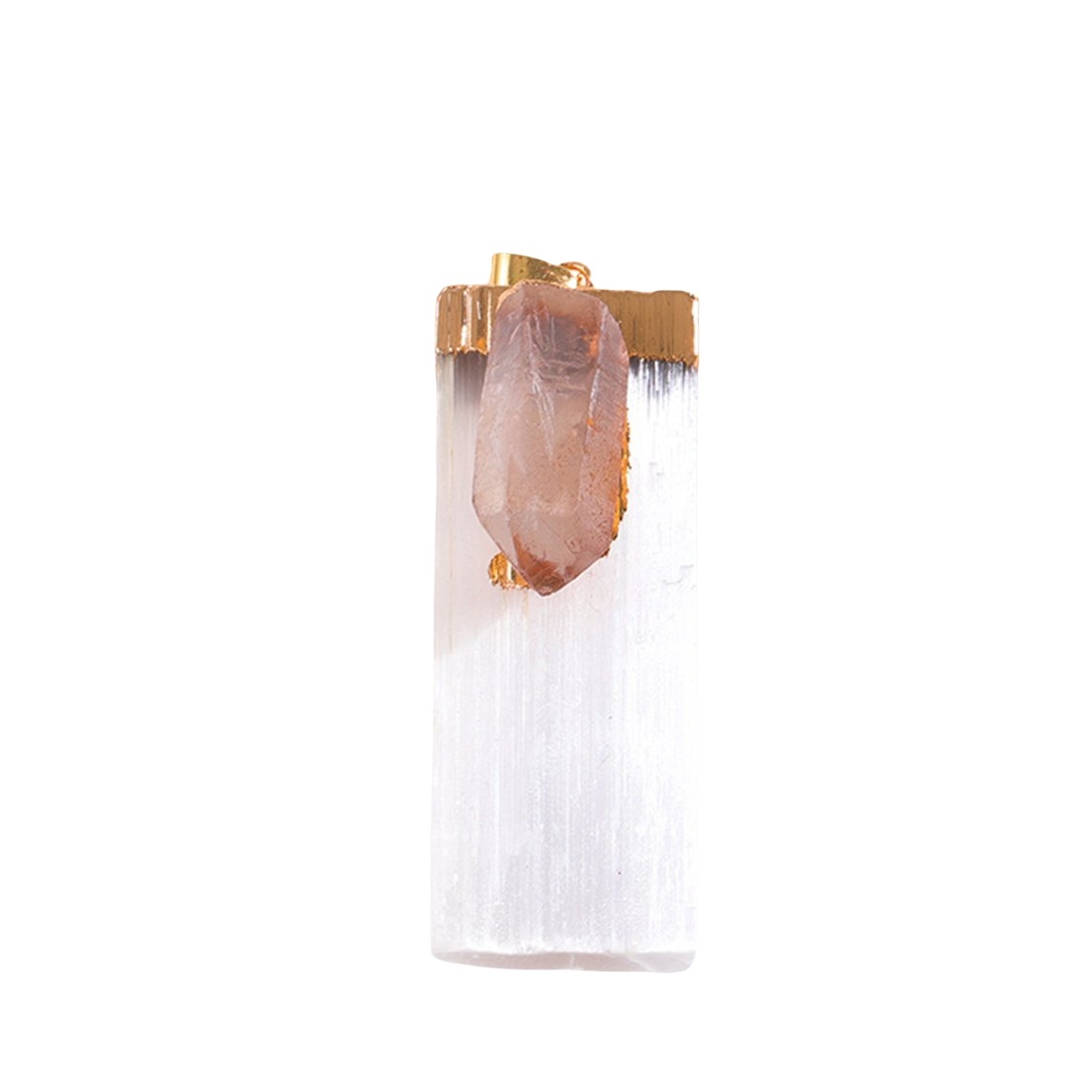 Raw Crystal Natural Selenite Crystal Gypsum Strip Pendant Necklace