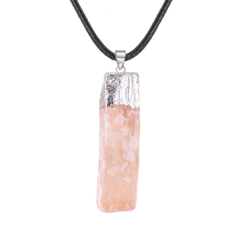 Classic White Natural Selenite Crystal Gypsum Strip Pendant Gold or Silver Plated Alloy for Unisex for Children's Party or Gift