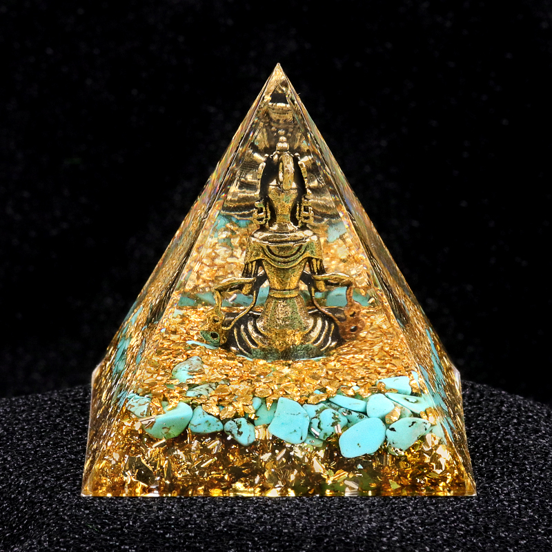 60mm Chip Stone Buddha Resin Pyramid Ornament for Home office Decoration