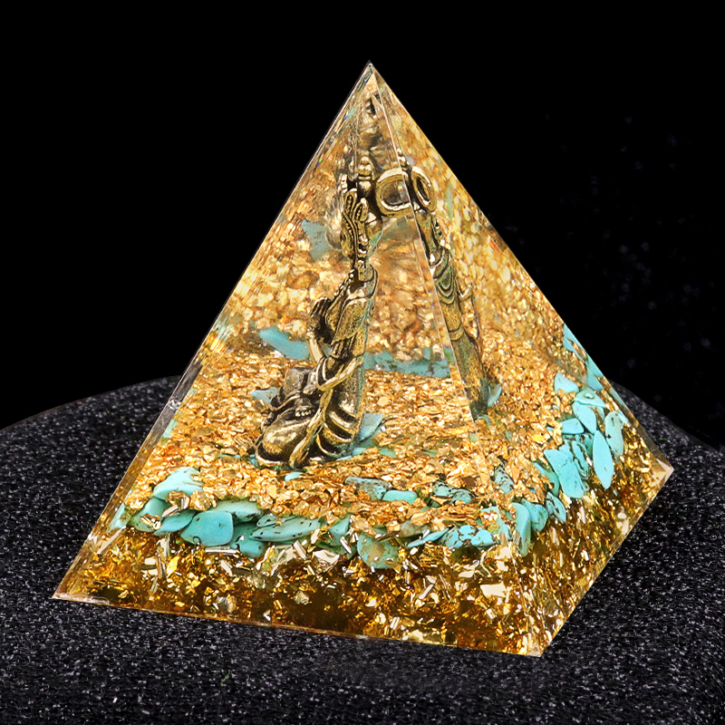 60mm Chip Stone Buddha Resin Pyramid Ornament for Home office Decoration