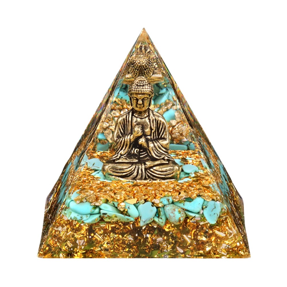 60mm Chip Stone Buddha Resin Pyramid Ornament for Home office Decoration #SP1892G