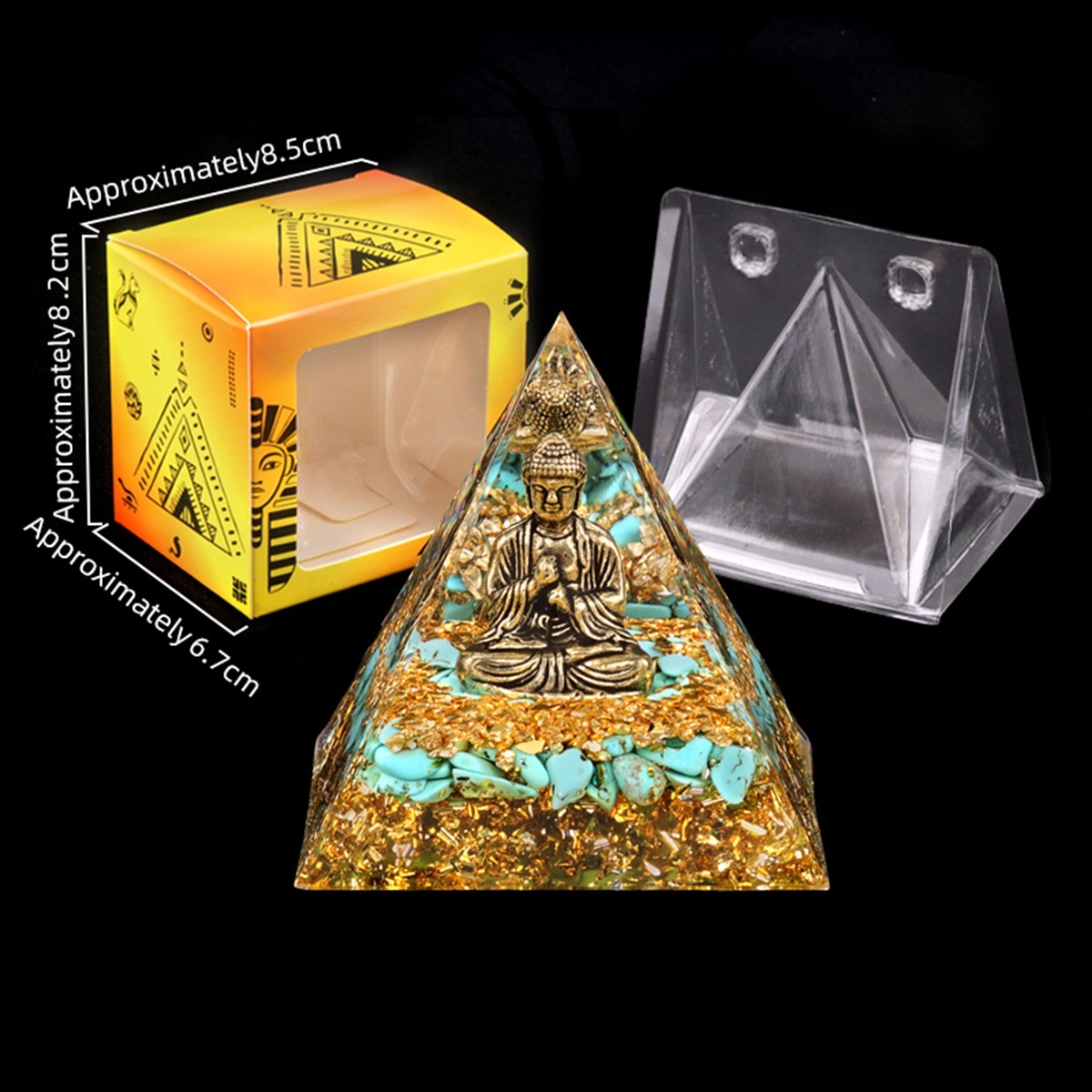 60mm Chip Stone Buddha Resin Pyramid Ornament for Home office Decoration #SP1892G