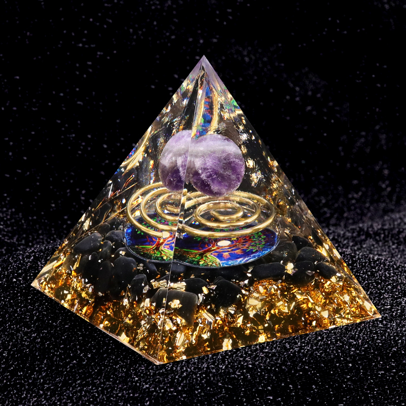 Raw Gemstone Pyramid Ornament for Home Decor with Gift Box Packing 50mm/60mm  #SP1727