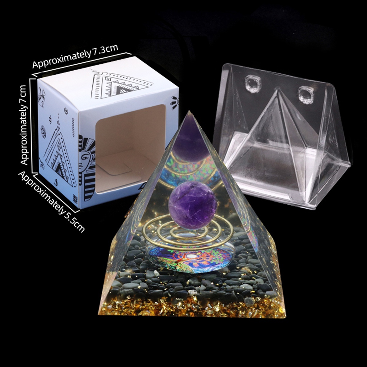 Raw Gemstone Pyramid Ornament for Home Decor with Gift Box Packing 50mm/60mm  #SP1727