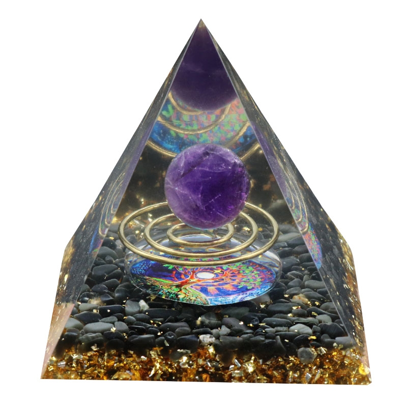 Raw Gemstone Pyramid Ornament for Home Decor with Gift Box Packing 50mm/60mm  #SP1727