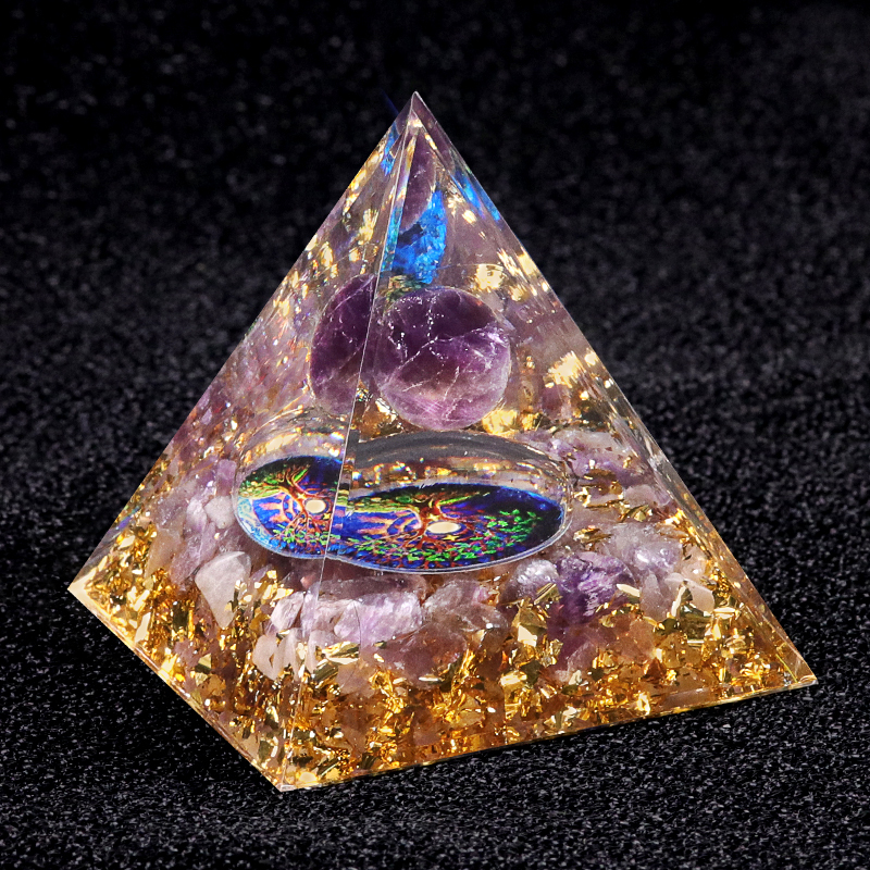 Raw Gemstone Pyramid Ornament for Home Decor with Gift Box Packing 50mm/60mm  #SP1728