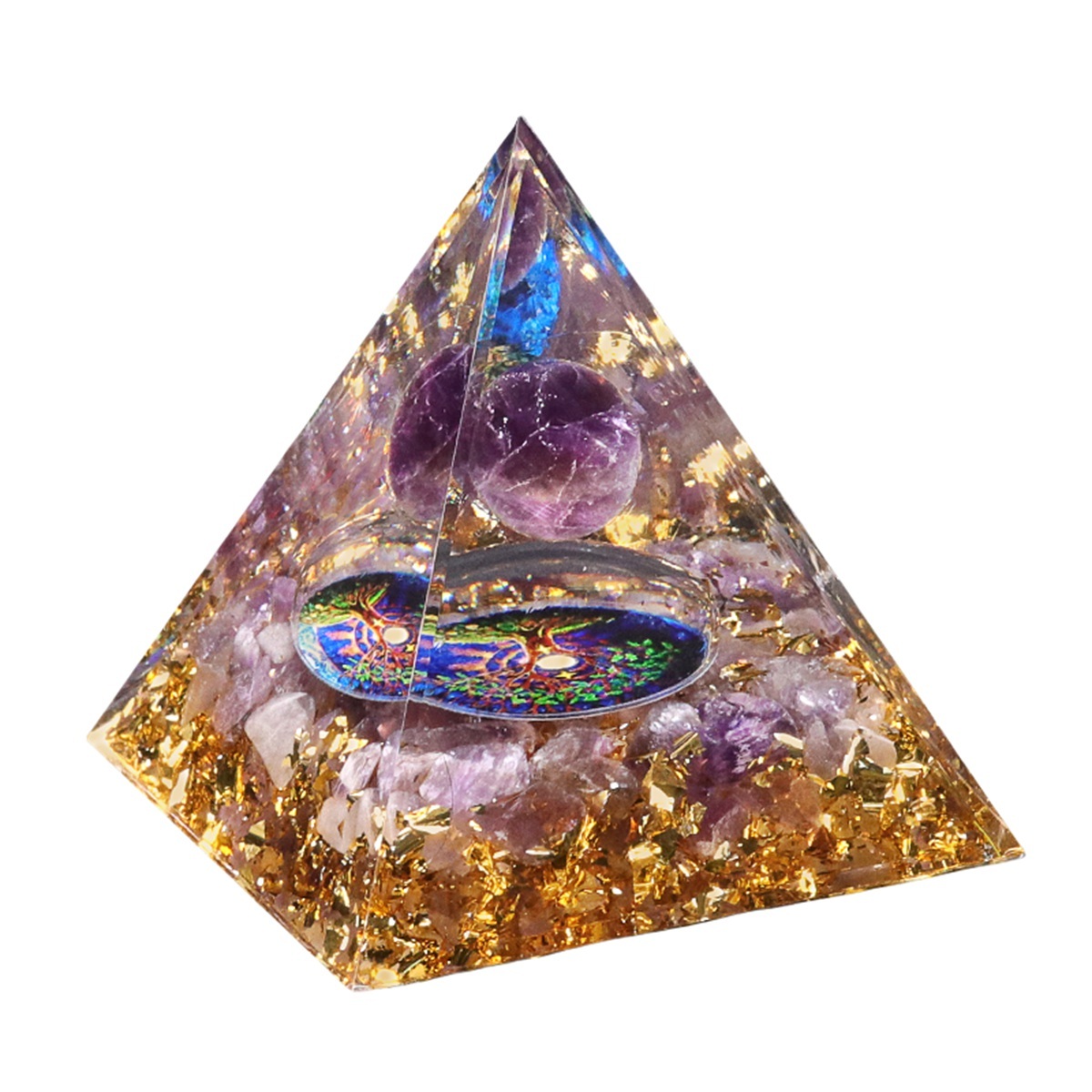 Raw Gemstone Pyramid Ornament for Home Decor with Gift Box Packing 50mm/60mm  #SP1728