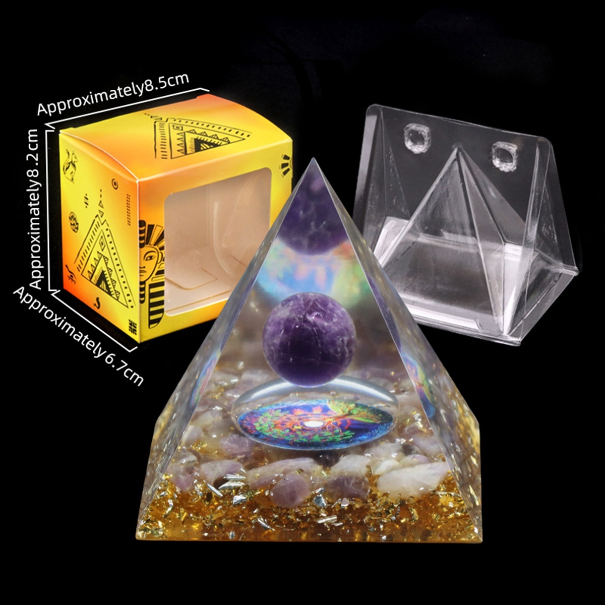 Raw Gemstone Pyramid Ornament for Home Decor with Gift Box Packing 50mm/60mm  #SP1728