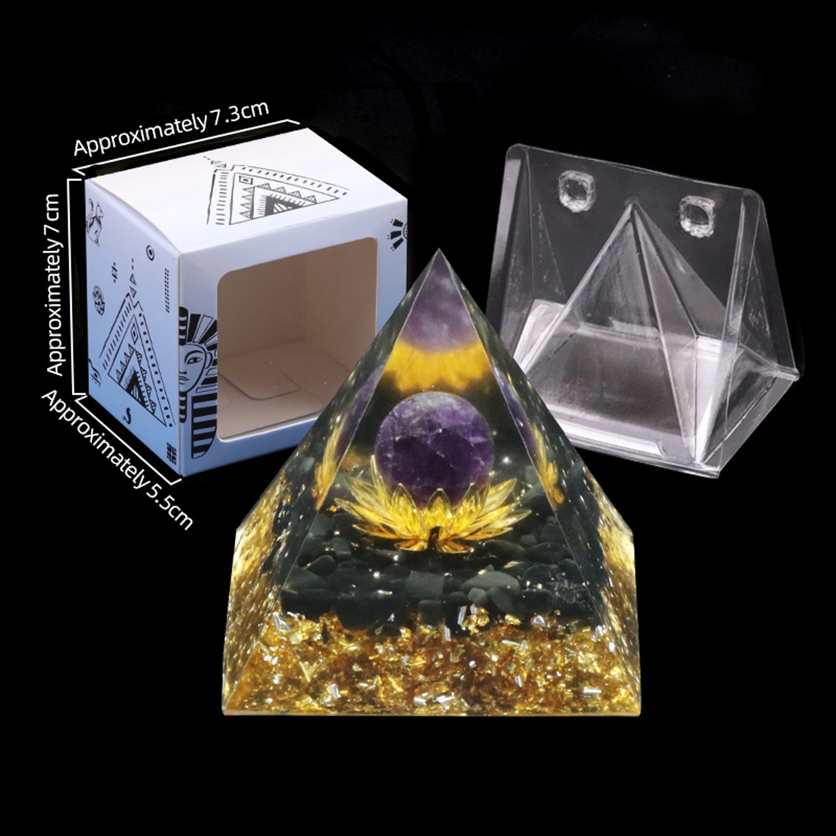 Raw Gemstone Pyramid Ornament for Home Decor with Gift Box Packing 50mm/60mm  #SP1729