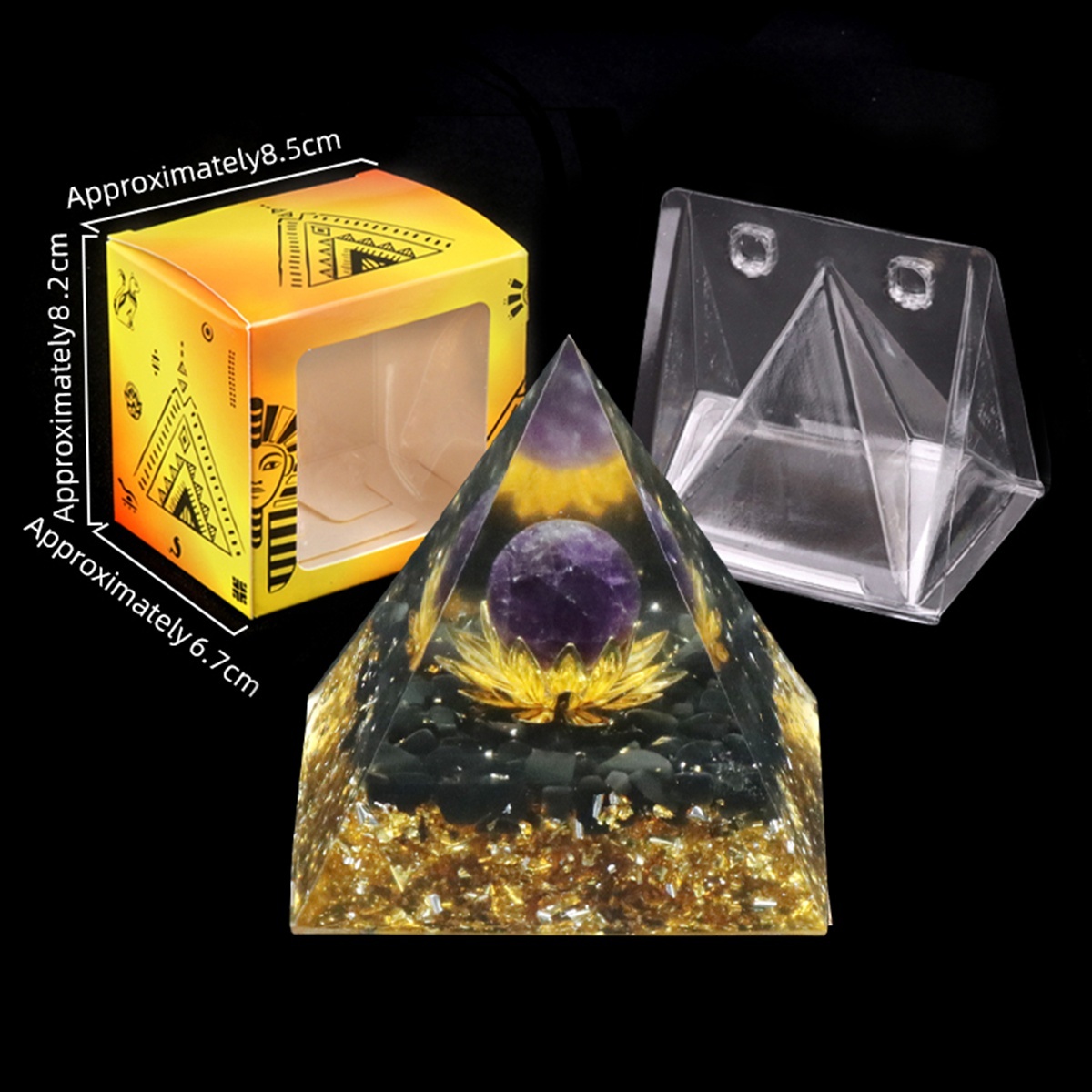 Raw Gemstone Pyramid Ornament for Home Decor with Gift Box Packing 50mm/60mm  #SP1729