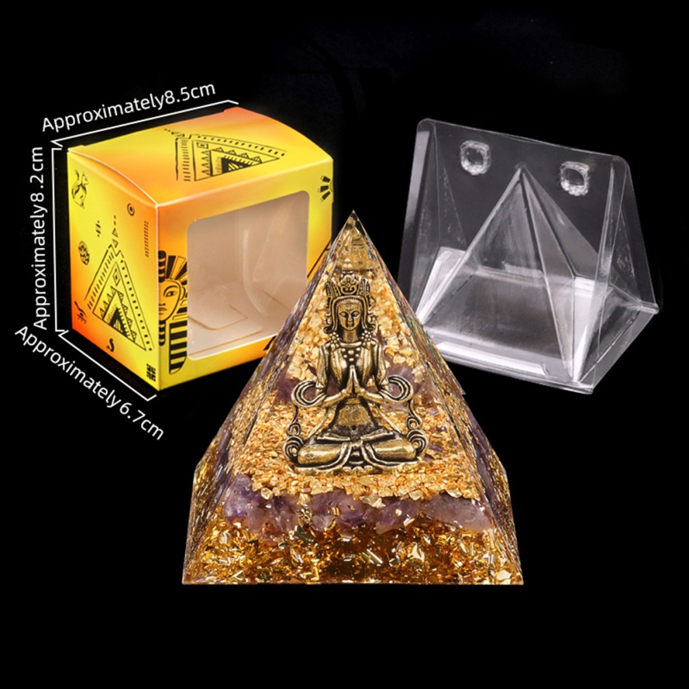 60mm Chip Stone Buddha Resin Pyramid Ornament for Home office Decoration #SP1892G-A