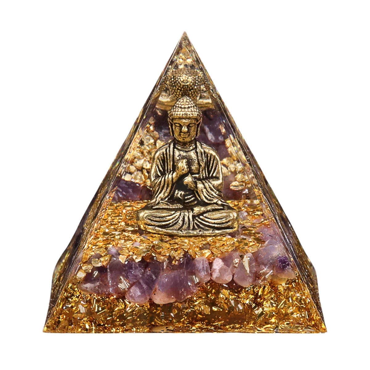 60mm Turquoise Chip Stone Shiva Buddha Resin Pyramid Ornament for Home office Decoration #SP1892G