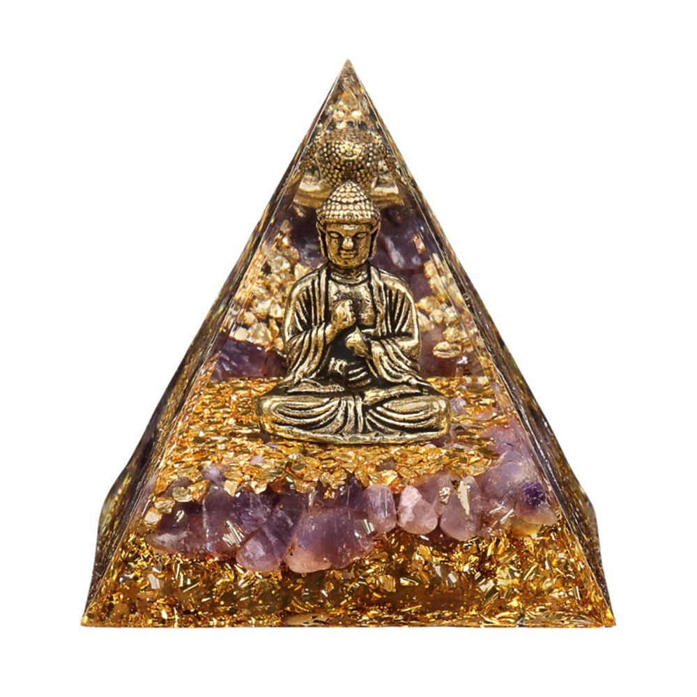 60mm Turquoise Chip Stone Shiva Buddha Resin Pyramid Ornament for Home office Decoration #SP1892G