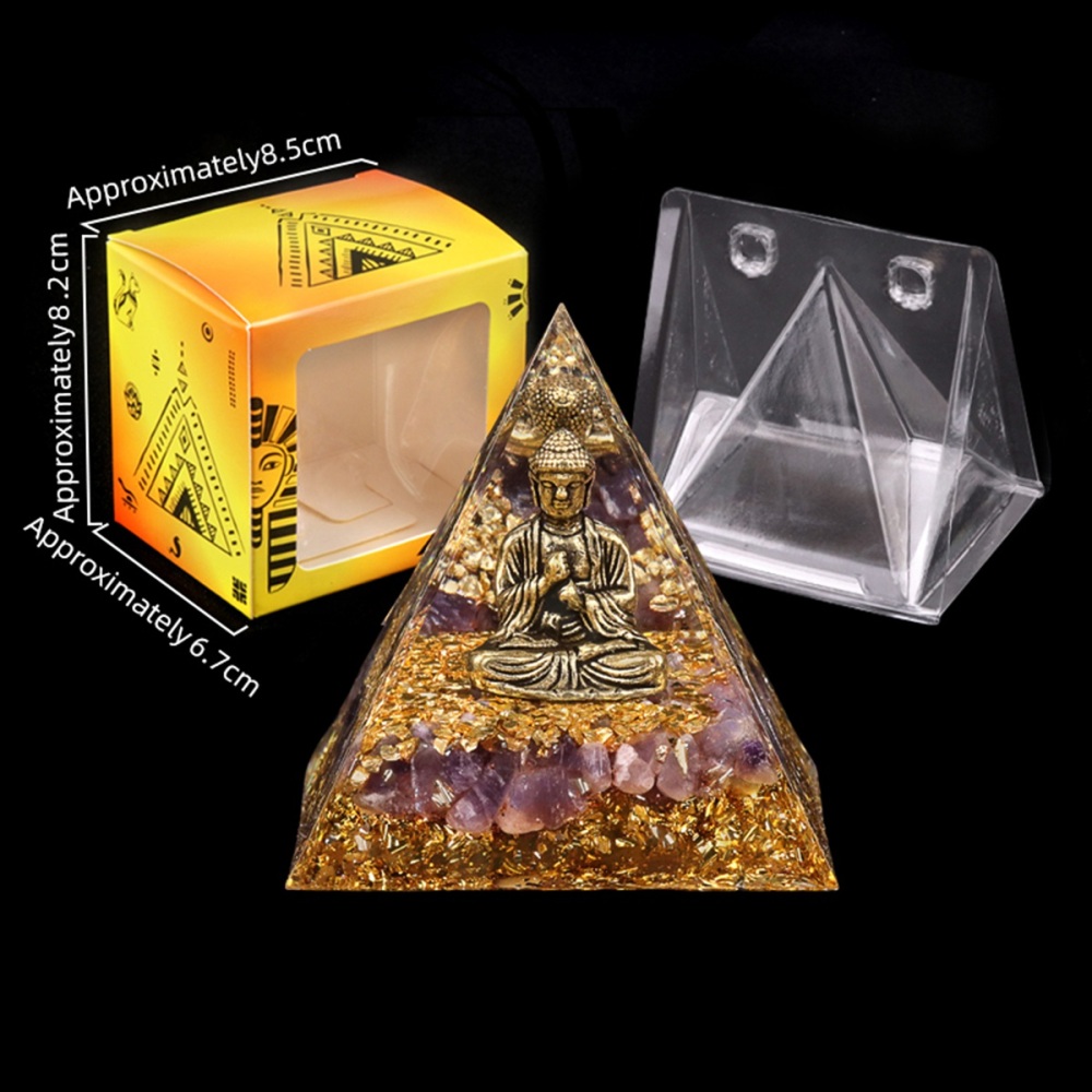 60mm Chip Stone Buddha Resin Pyramid Ornament for Home office Decoration #SP1892G