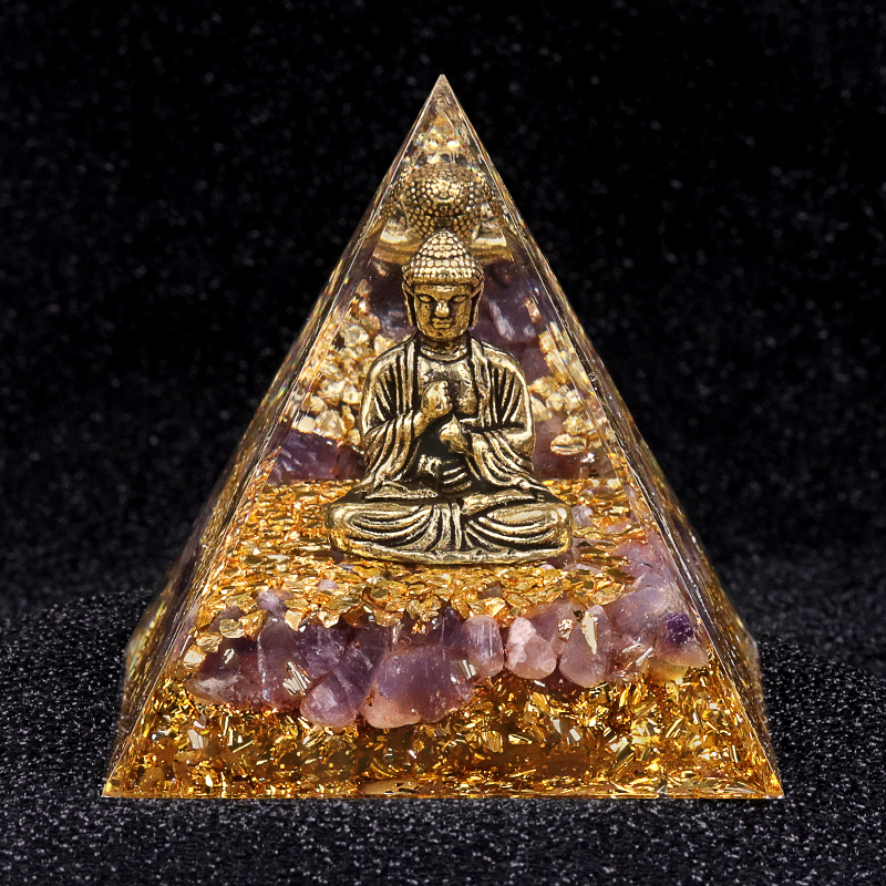 60mm Turquoise Chip Stone Shiva Buddha Resin Pyramid Ornament for Home office Decoration #SP1892G
