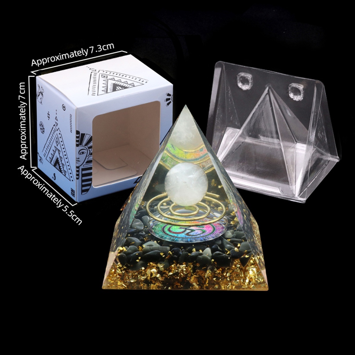 Raw Gemstone Pyramid Ornament for Home Decor with Gift Box Packing 50mm/60mm  #SP1727
