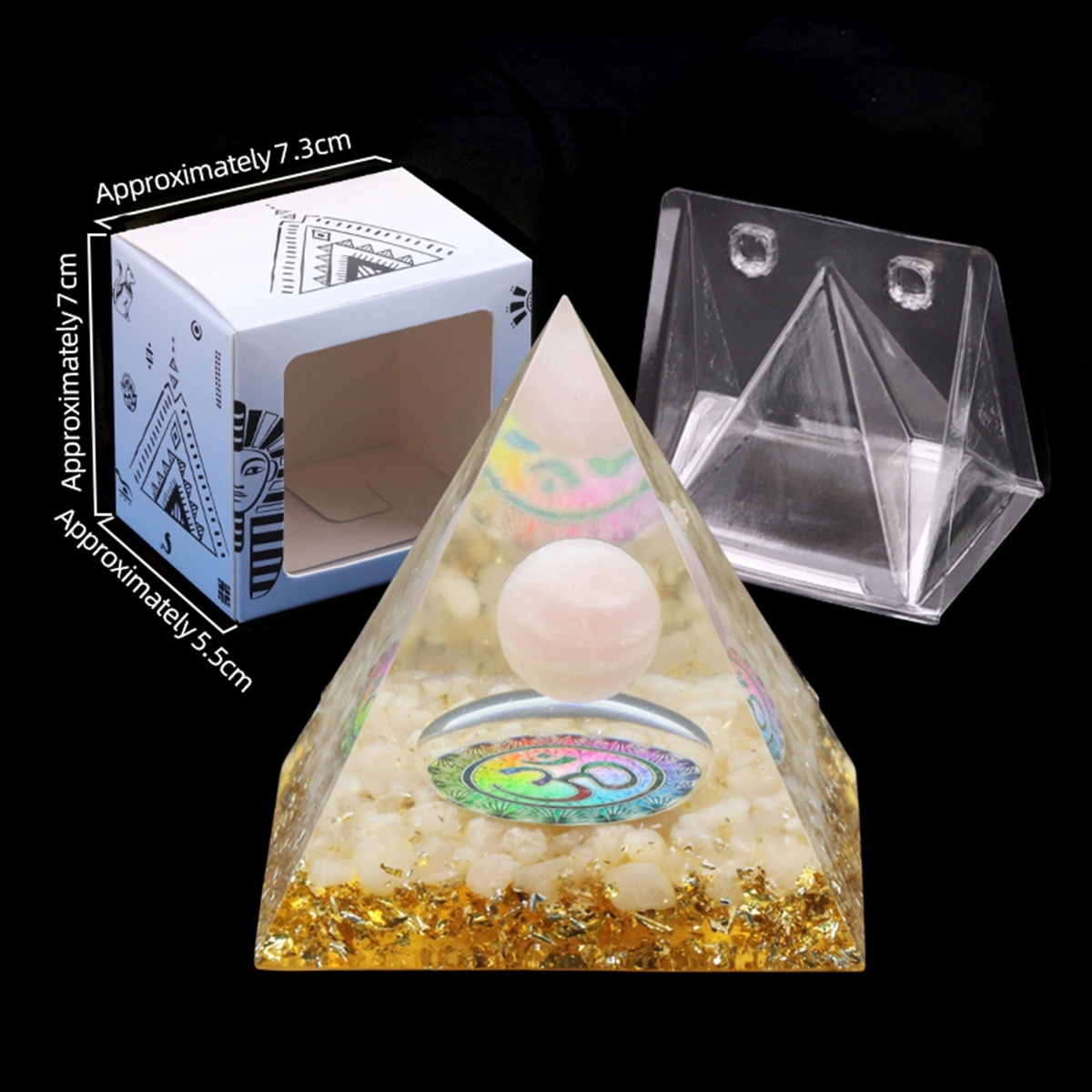 Raw Gemstone Pyramid Ornament for Home Decor with Gift Box Packing 50mm/60mm  #SP1728