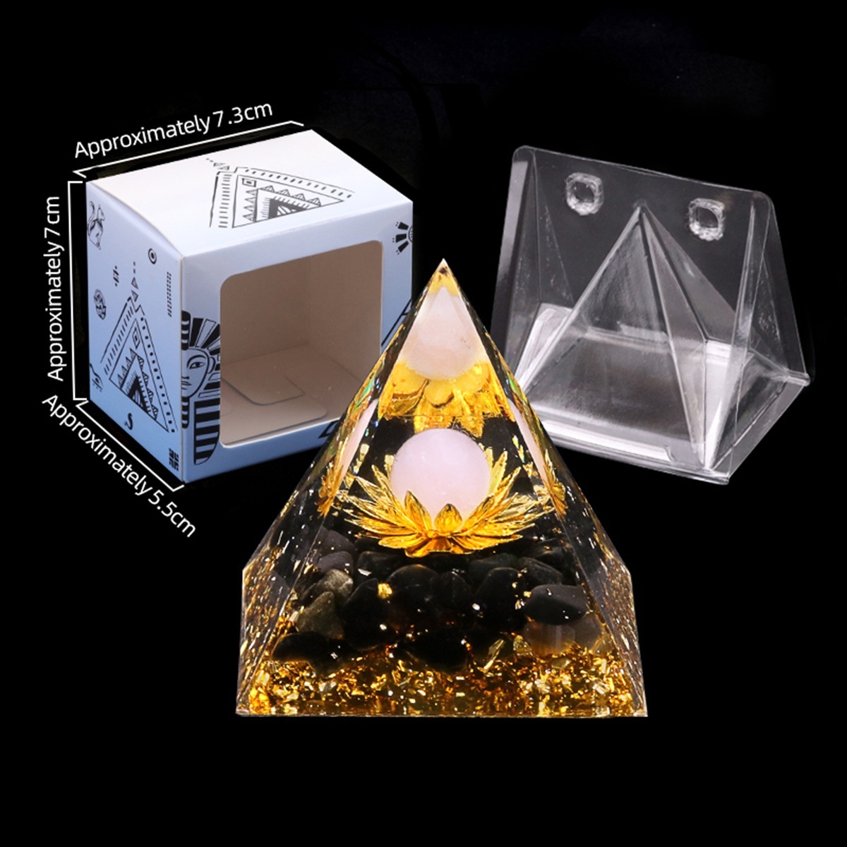Raw Gemstone Pyramid Ornament for Home Decor with Gift Box Packing 50mm/60mm  #SP1729