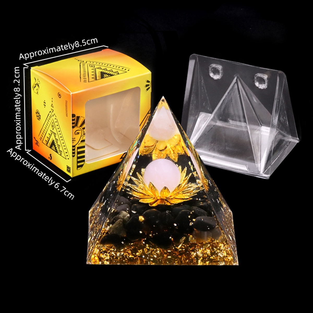 Raw Gemstone Pyramid Ornament for Home Decor with Gift Box Packing 50mm/60mm  #SP1729