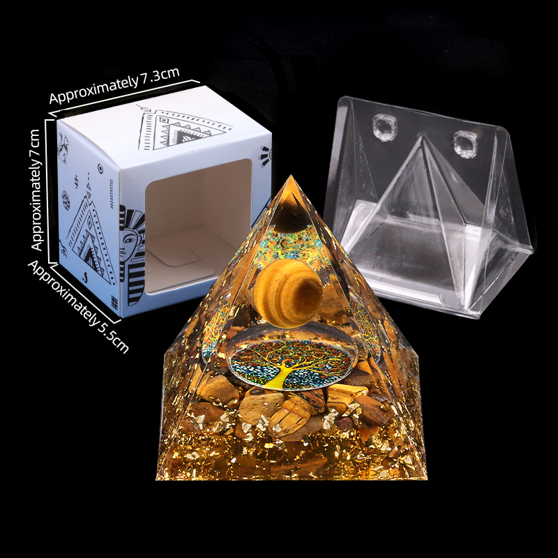 Raw Gemstone Pyramid Ornament for Home Decor with Gift Box Packing 50mm/60mm  #SP1728