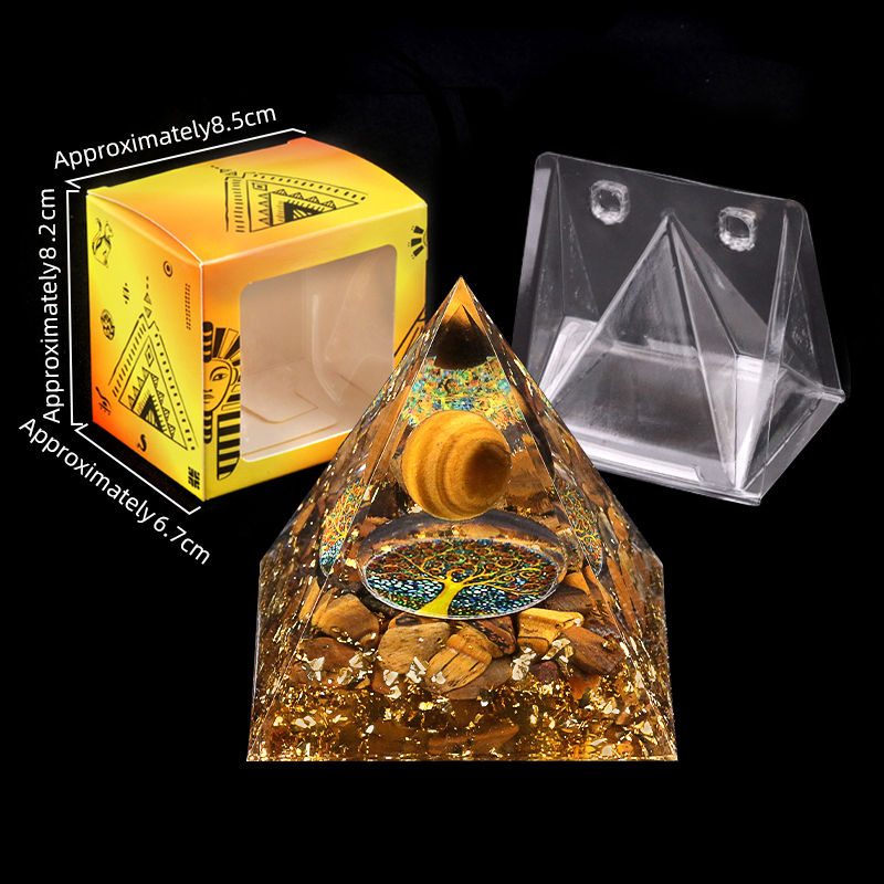 Raw Gemstone Pyramid Ornament for Home Decor with Gift Box Packing 50mm/60mm  #SP1728