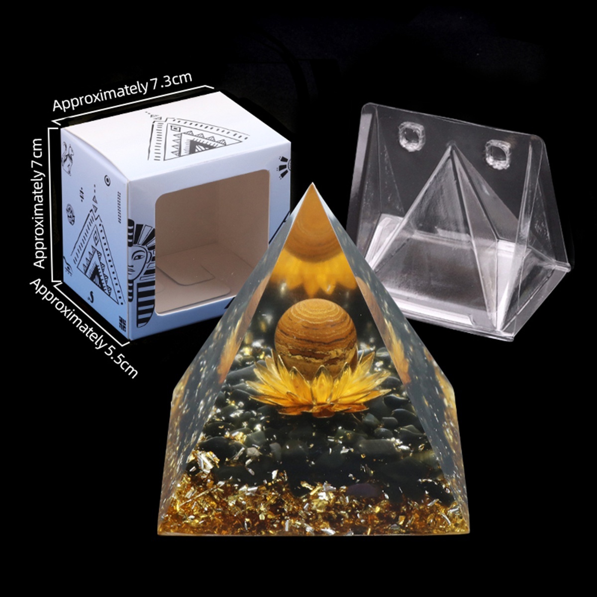 Raw Gemstone Pyramid Ornament for Home Decor with Gift Box Packing 50mm/60mm  #SP1729