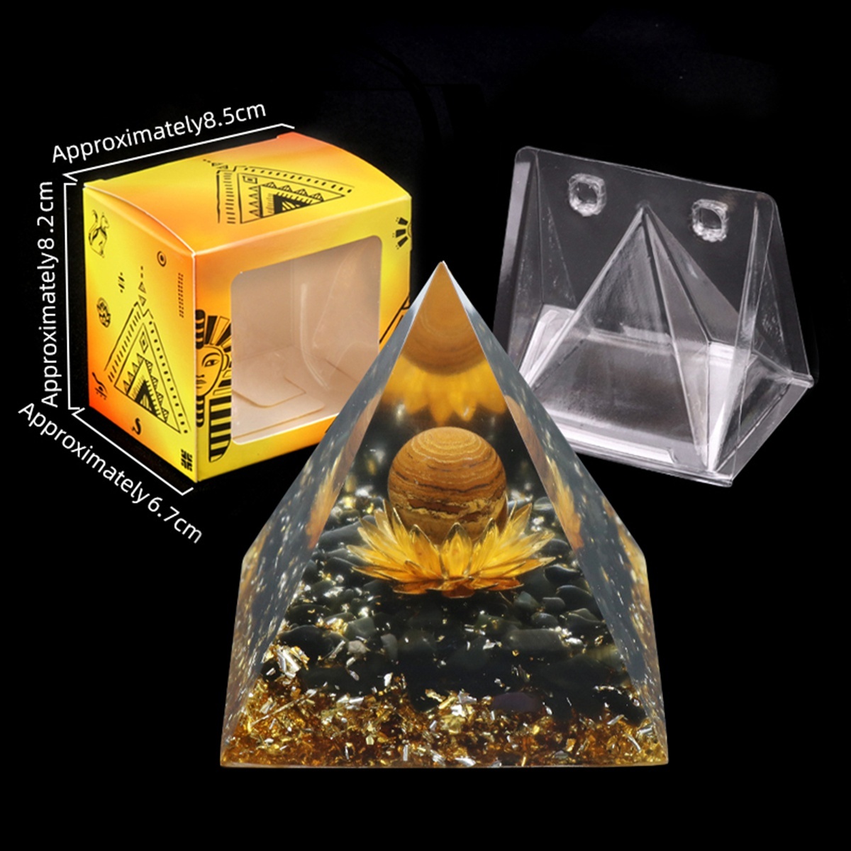 Raw Gemstone Pyramid Ornament for Home Decor with Gift Box Packing 50mm/60mm  #SP1729