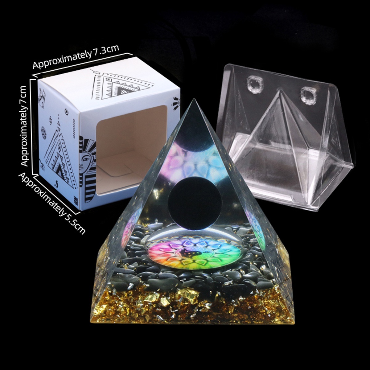 Raw Gemstone Pyramid Ornament for Home Decor with Gift Box Packing 50mm/60mm  #SP1728