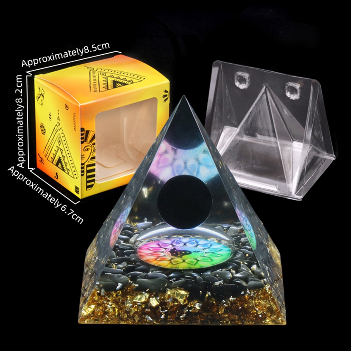 Raw Gemstone Pyramid Ornament for Home Decor with Gift Box Packing 50mm/60mm  #SP1728